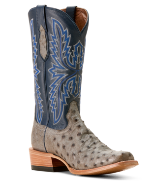 Futurity Relentless Buckles Cowboy Boot - Grey Full Quill Ostrich