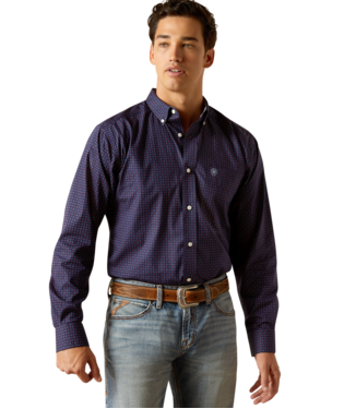 Men's Wrinkle Free Wells Fitted LS Shirt - Peacoat