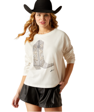 Women's Meant For Walking Boxy Crop LS Tee - Cloud Dancer