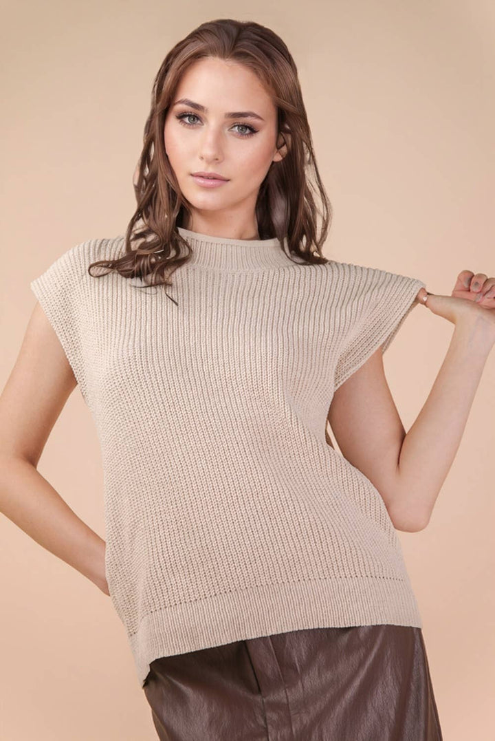 Oversized Soft Knit Sweater Vest - Ecru
