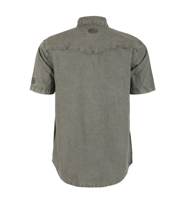 Cinco Ranch Western Acid Wash Solid Shirt SS- Castlerock Grey