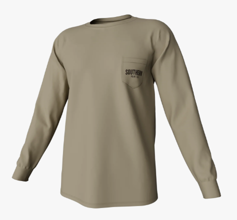 Youth Greyton Badge LS Pocket Tee- Sandstone