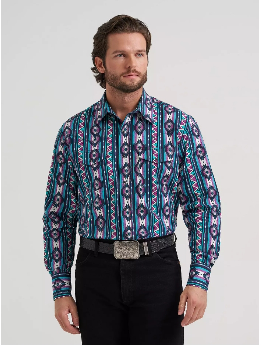 Men's Checotah® Long Sleeve Western Snap Printed Shirt - Cosmic Blue