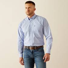 Men's Ariat Wrinkle Free Otello Classic Fit Shirt - Periwinkle