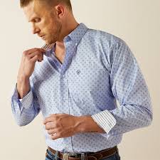 Men's Ariat Wrinkle Free Otello Classic Fit Shirt - Periwinkle
