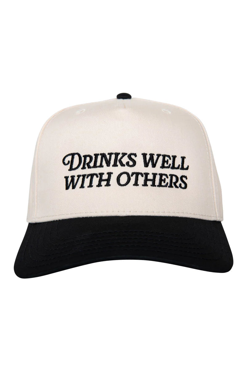 Drinks Well With Others Vintage Hat: Black and Tan
