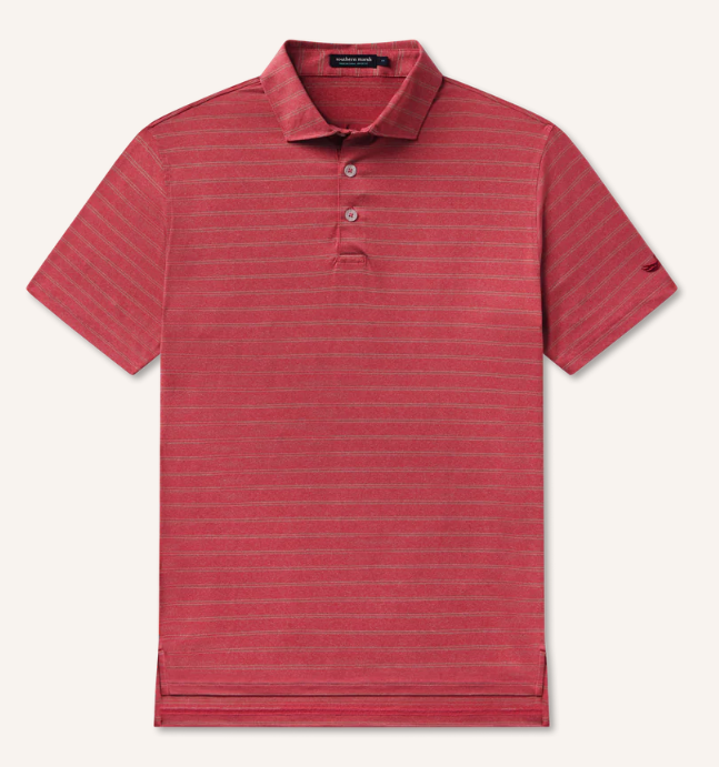 Newcastle Stripe Featherlight Polo SS - Rhubarb Stripe