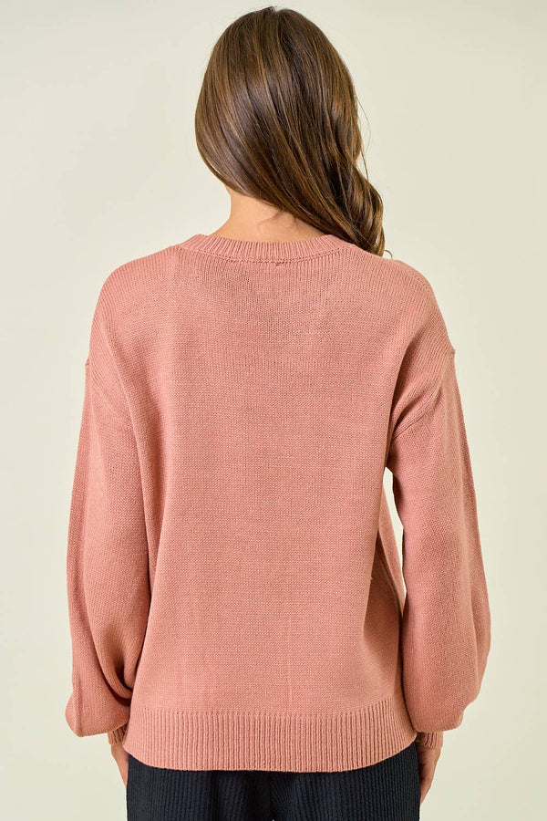 Howdy Oversized Sweater - Clay