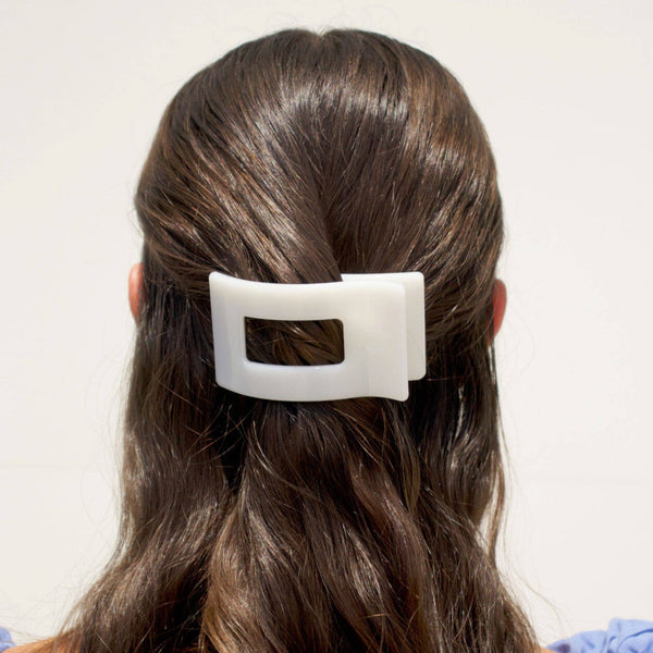 Flat Rectangle Hair Clip | Small | Coconut White