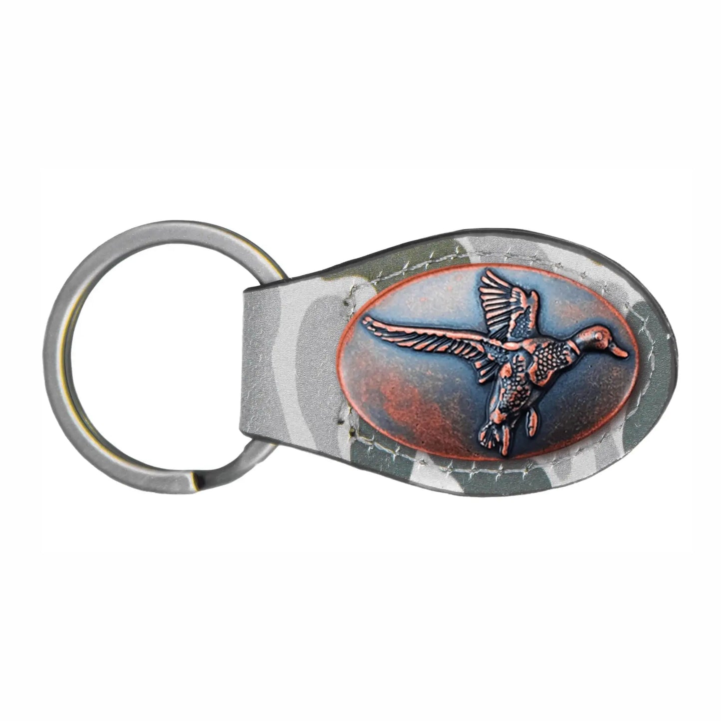 Green Old School Camo Leather Key Fob - Mallard Concho
