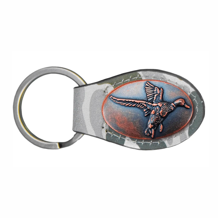 Green Old School Camo Leather Key Fob - Mallard Concho