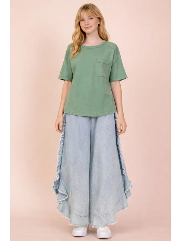 Mineral Washed Pocket Tee - Sage
