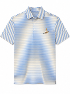 Quail Run Polo - Light Grey, Blue, & White