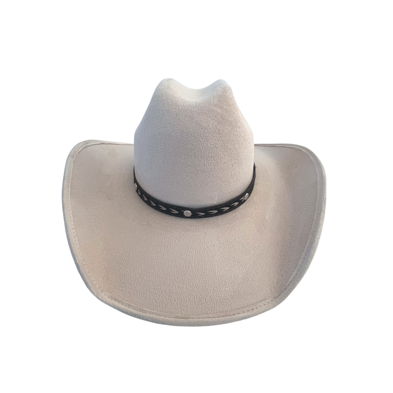 Unisex Vegan Suede Western Cowboy Hat: Ivory / Medium (56-58cm)