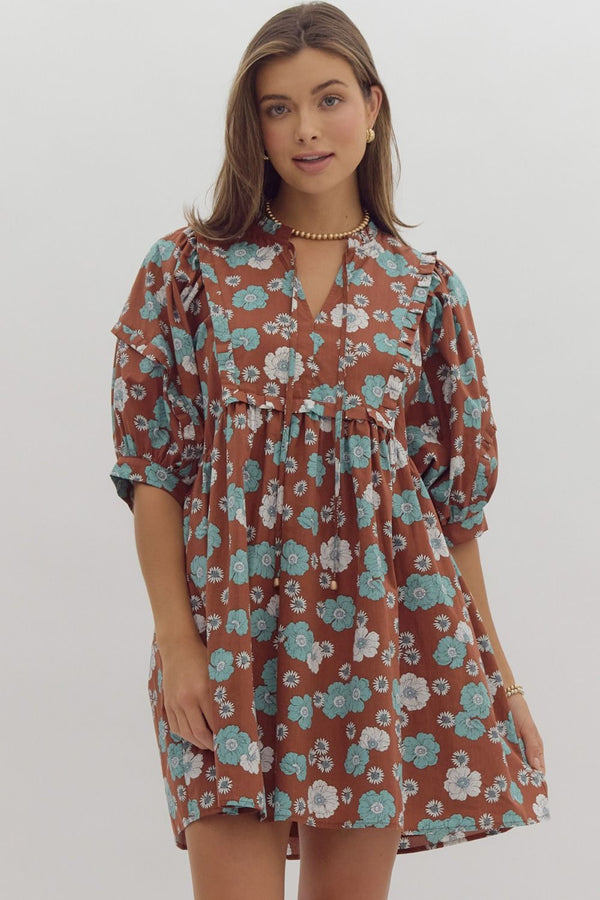 Brown Floral Dress