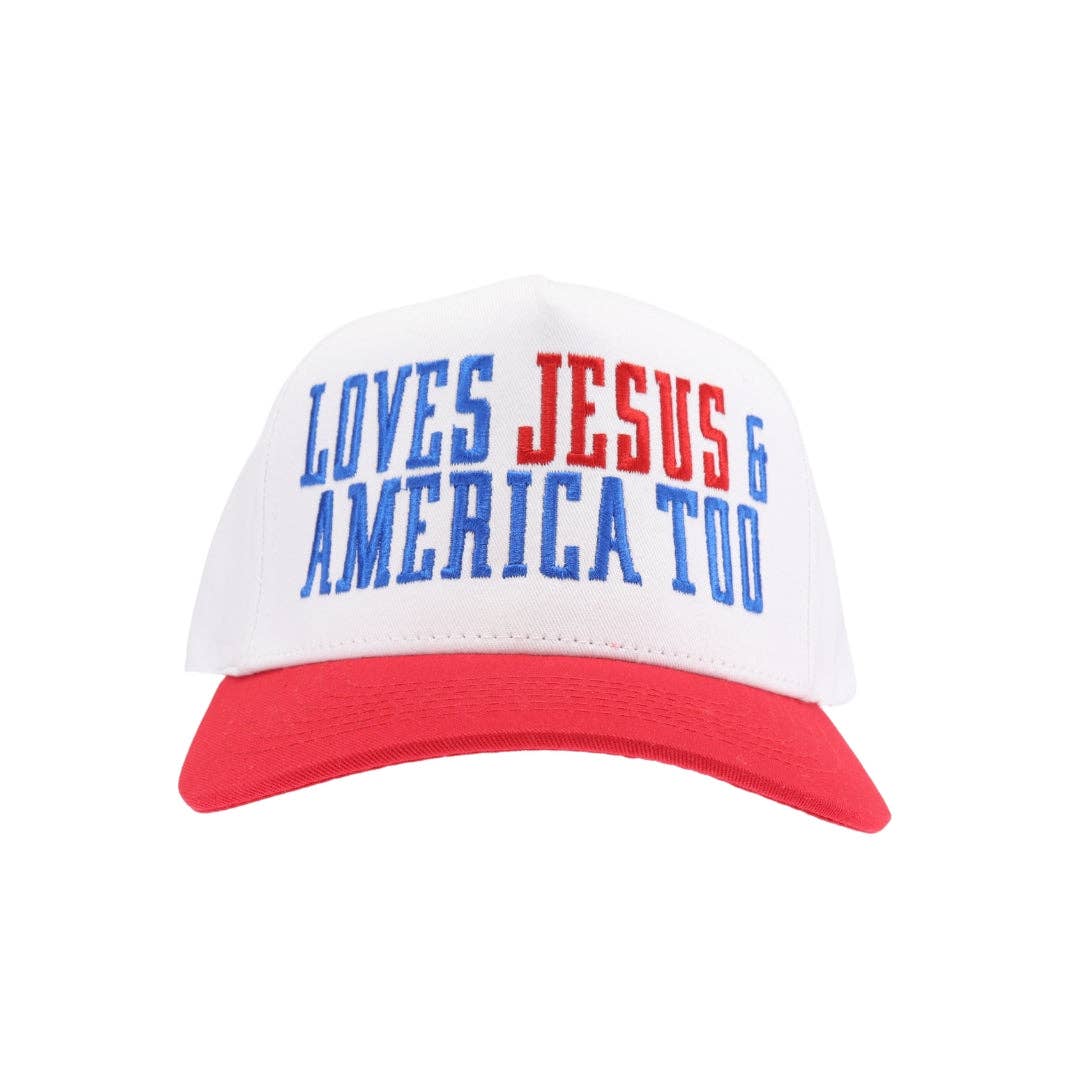 Loves Jesus and America Too Trucker Hat - Red