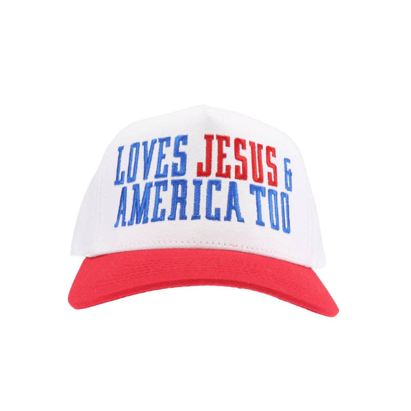 Loves Jesus and America Too Trucker Hat - Red