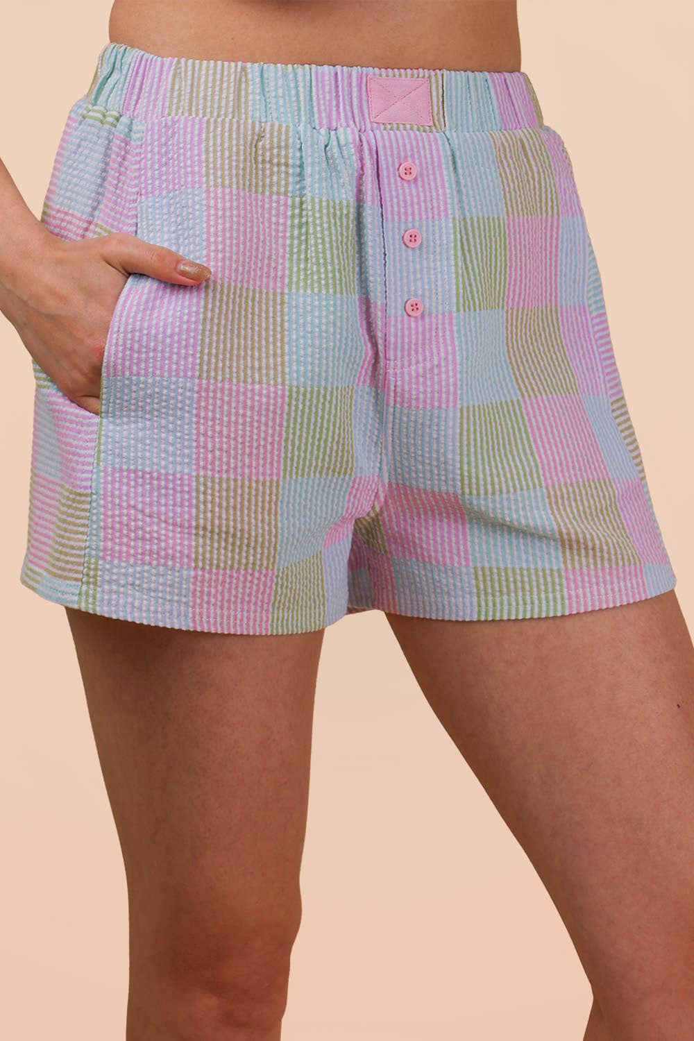 Striped & Checker Boxer Shorts - Pink Mix