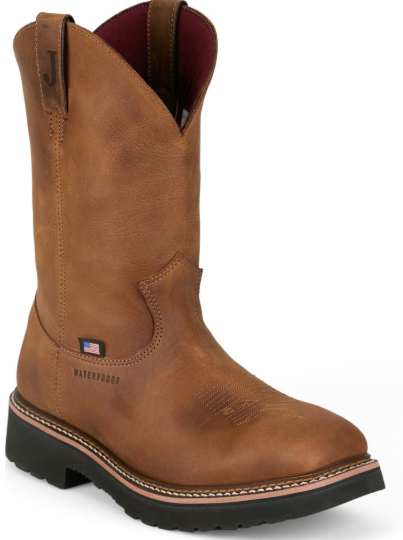 11' Ames Walnut Brown Cowhide Waterproof Square Toe
