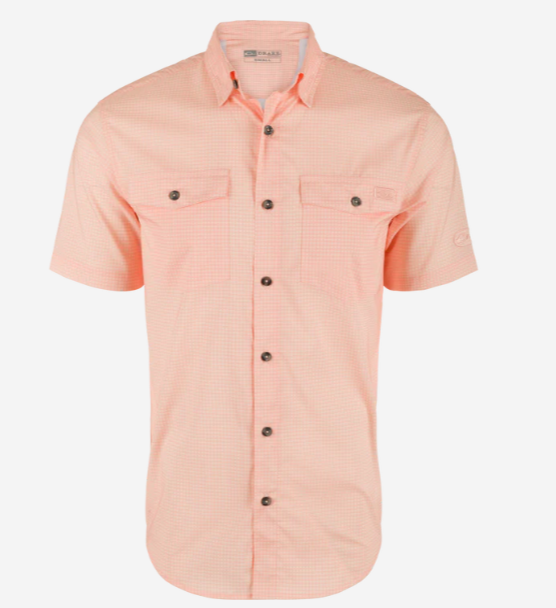 Frat Gingham Check S/S Button Down - Peach Pearl