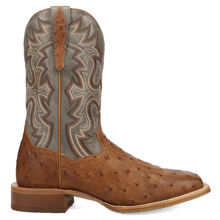 Drayden Rayden Full Quill Ostrich Boot- Tan/Grey