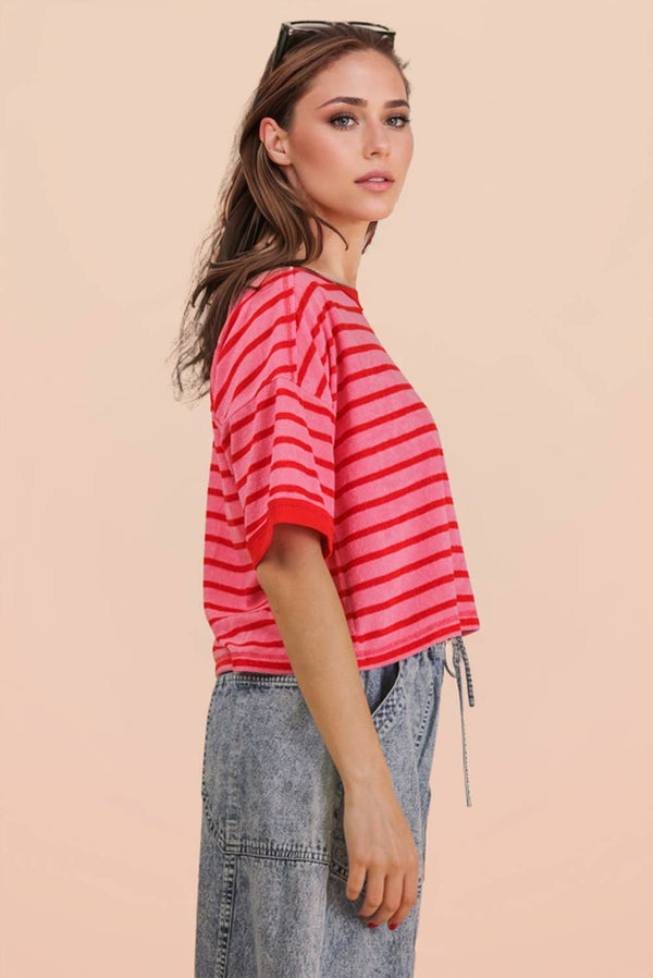 Oversized Stripe Top - Red