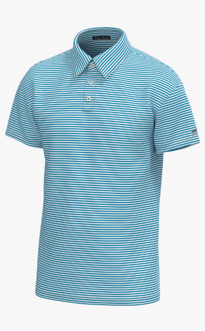 Morgan Stripe Performance Polo - Hawaiian Ocean/White