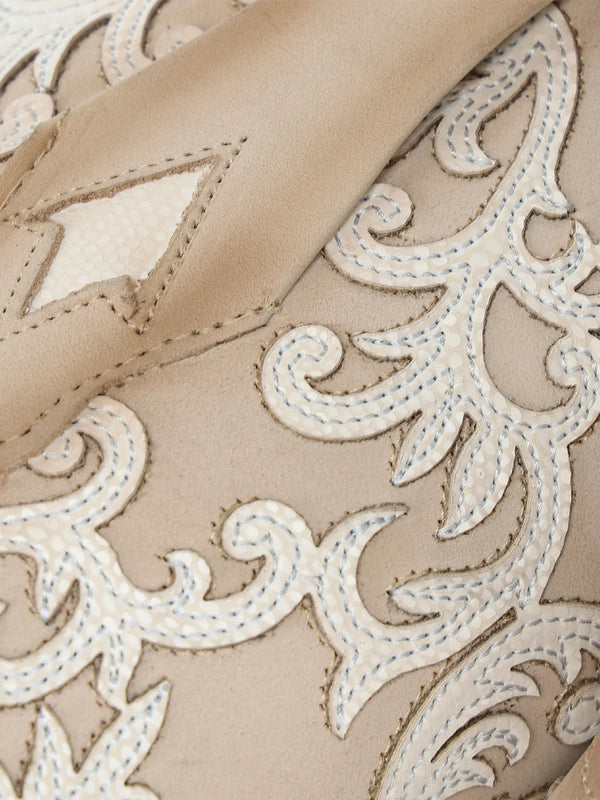 Women's Bone Overlay Embroidery and Studs Snip Boot