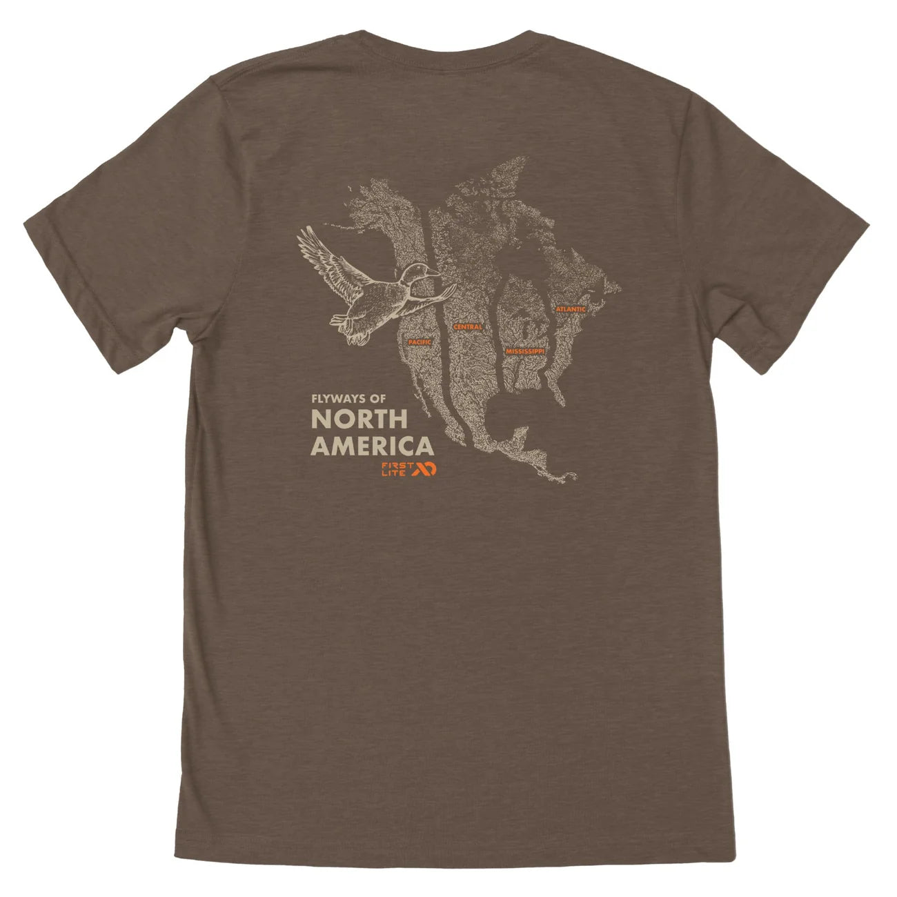 Flyways of North America T-Shirt - Heather Brown