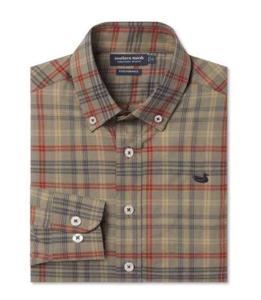 Youth Barnstable Performance Dress Shirt- Sage & Navy