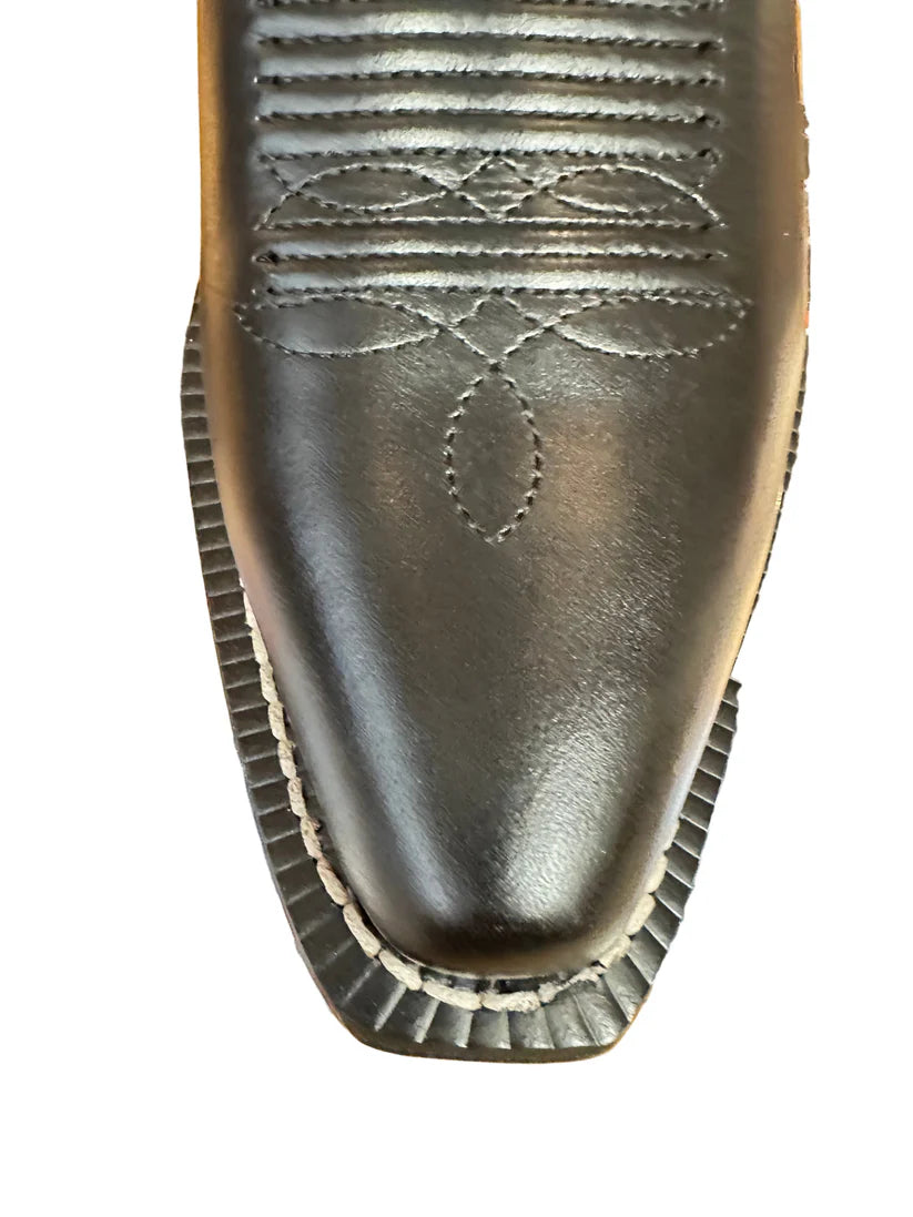 Justin Boots Women's Faye Black Cowhide Boots with White Inlay Design