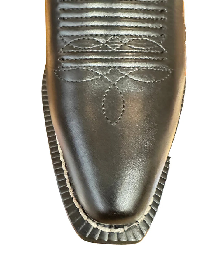 Justin Boots Women's Faye Black Cowhide Boots with White Inlay Design