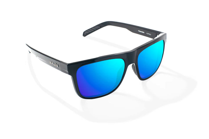 Hopedale Gloss Black with Blue Mirror Glass Lenses