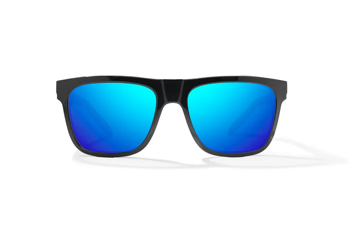 Hopedale Gloss Black with Blue Mirror Glass Lenses
