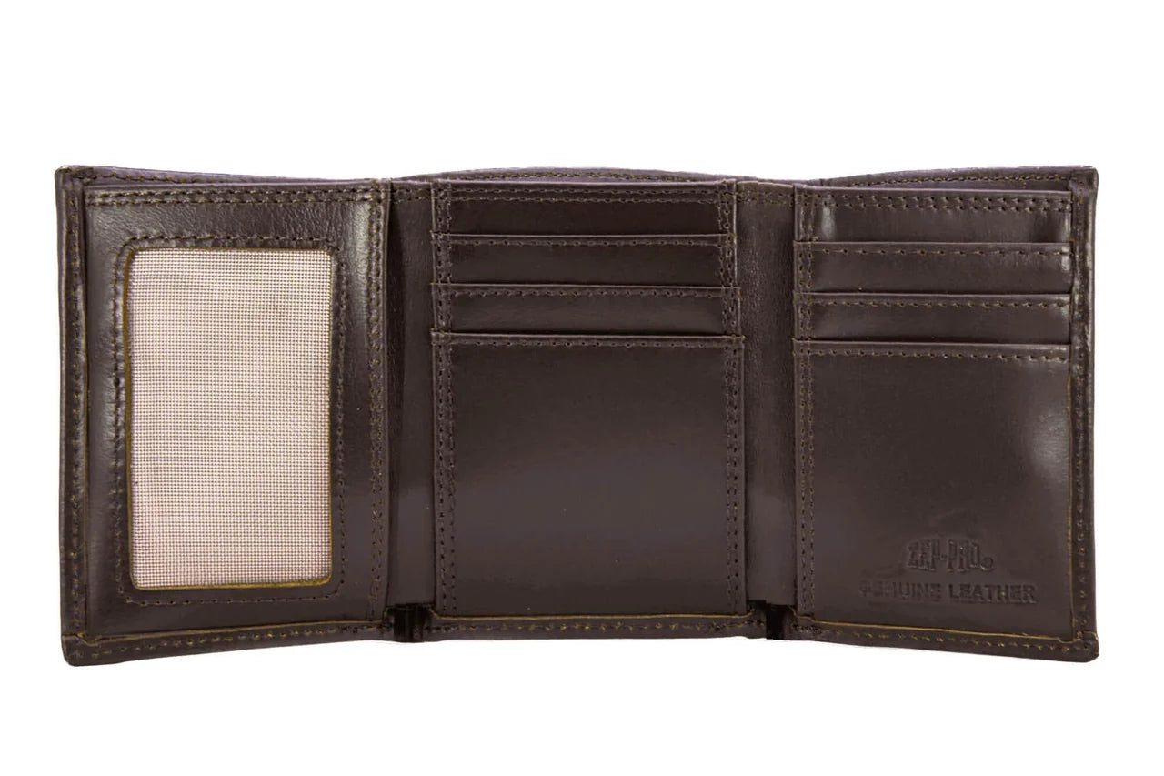Bass Men's Trifold Old School Camo Leather Wallet