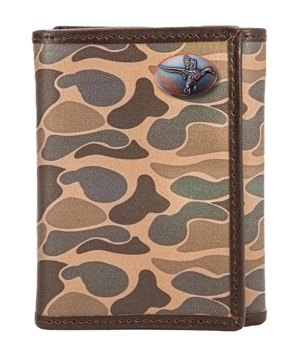 Mallard Men's Trifold Old School Camo Leather Wallet