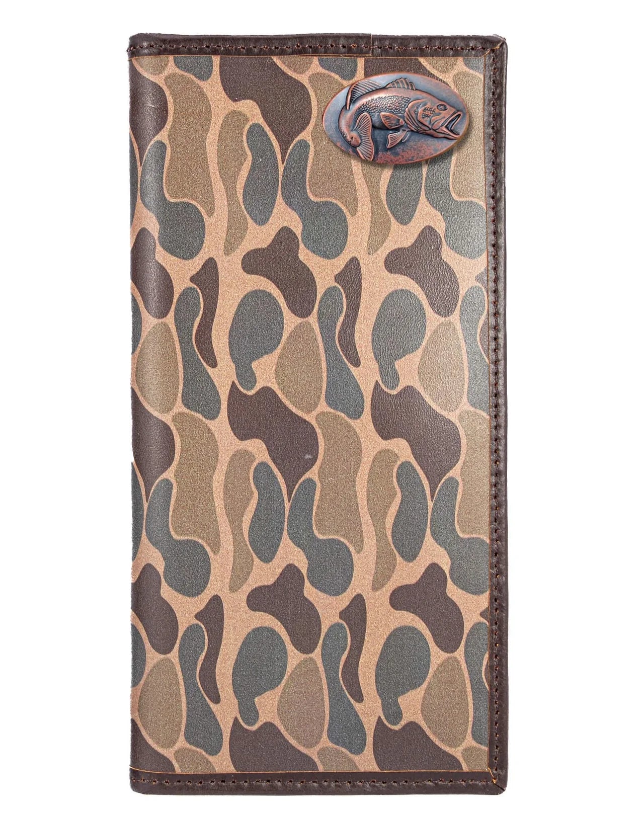 Bass Men's Secretary Old School Camo Leather Wallet