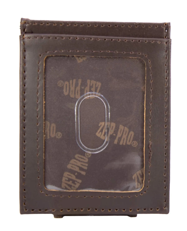 Bass Men's Magnetic Front Pocket Old School Camo Leather Wallet