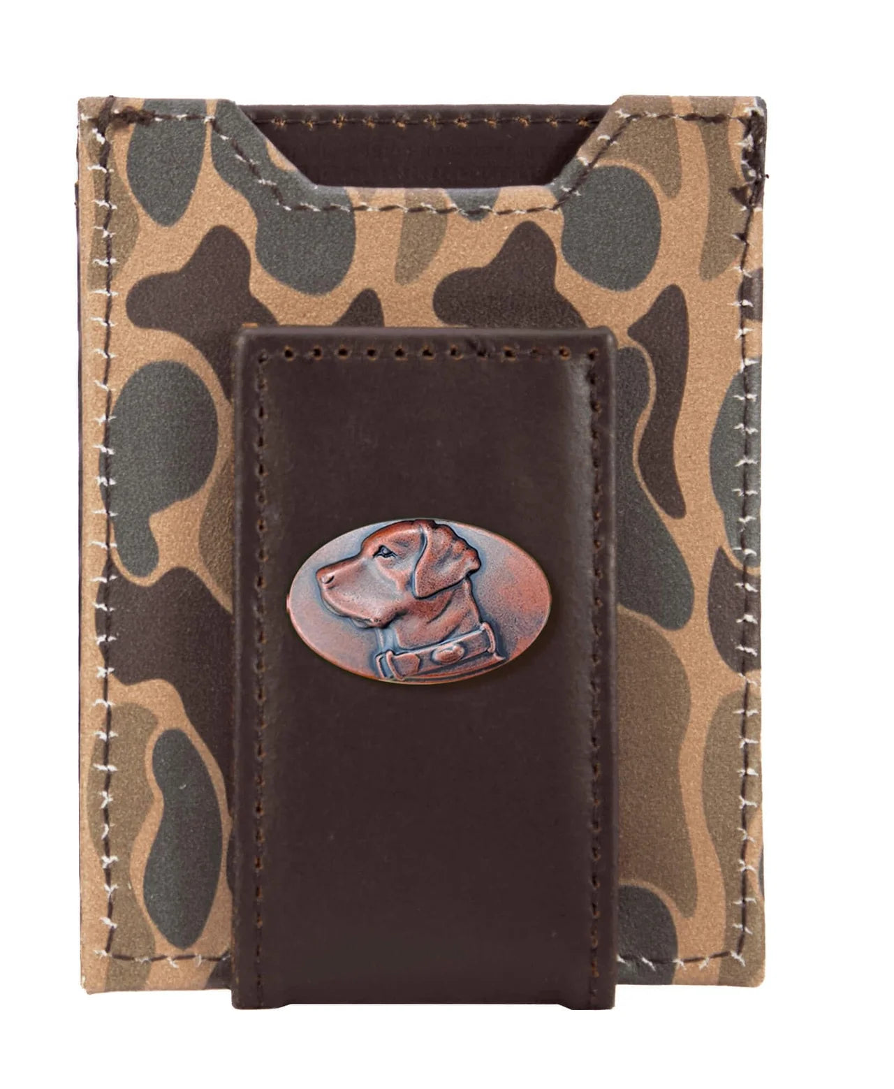 Lab Men's Magnetic Front Pocket Old School Camo Leather Wallet