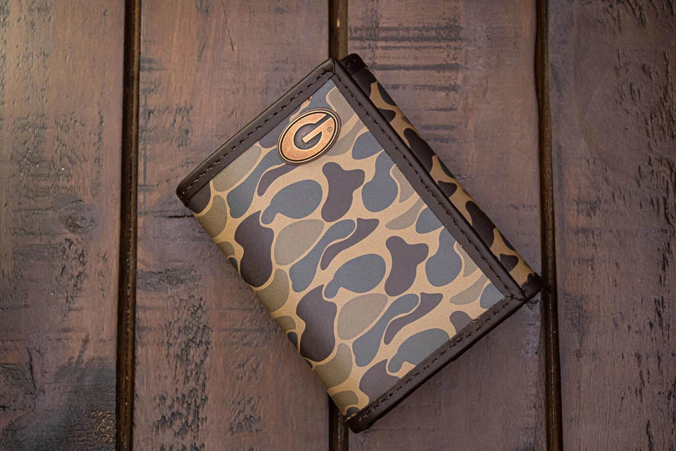 Georgia Bulldogs Men's Trifold Old School Camo Leather Wallet