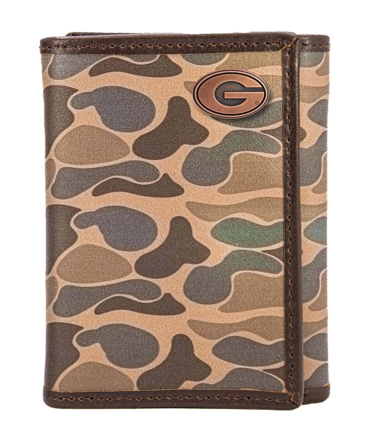 Georgia Bulldogs Men's Trifold Old School Camo Leather Wallet