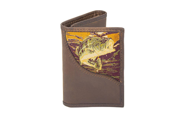 Bass Men's Trifold Woven Patch Leather Wallet