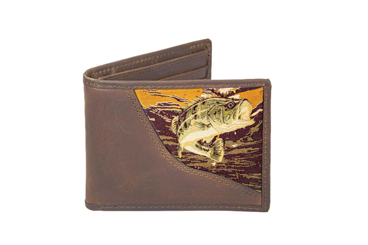 Bass Men's Bifold Woven Patch Leather Wallet