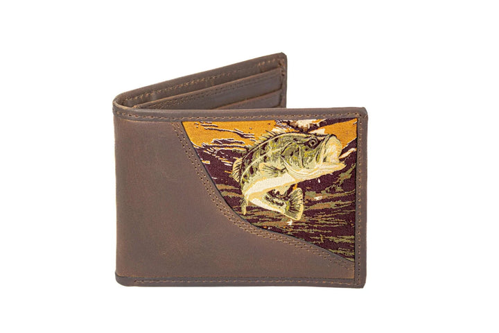 Bass Men's Bifold Woven Patch Leather Wallet