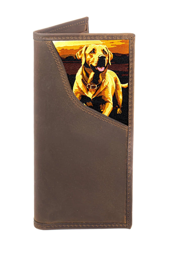 Lab Men's Secretary Tall Woven Patch Leather Wallet