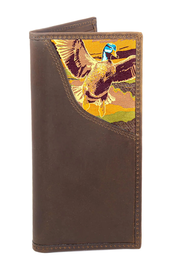Mallard Men's Secretary Tall Woven Patch Leather Wallet