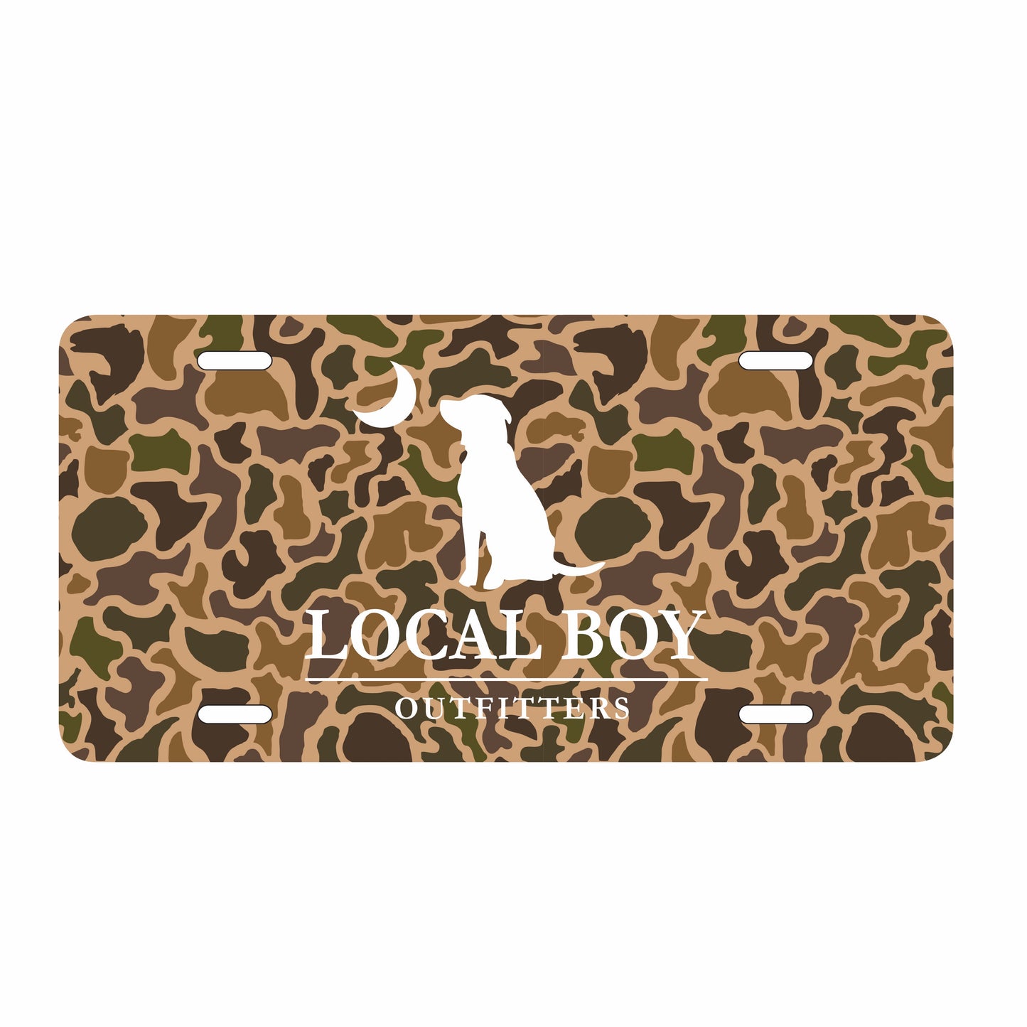 Dog & Moon License Plate - Old School Camo