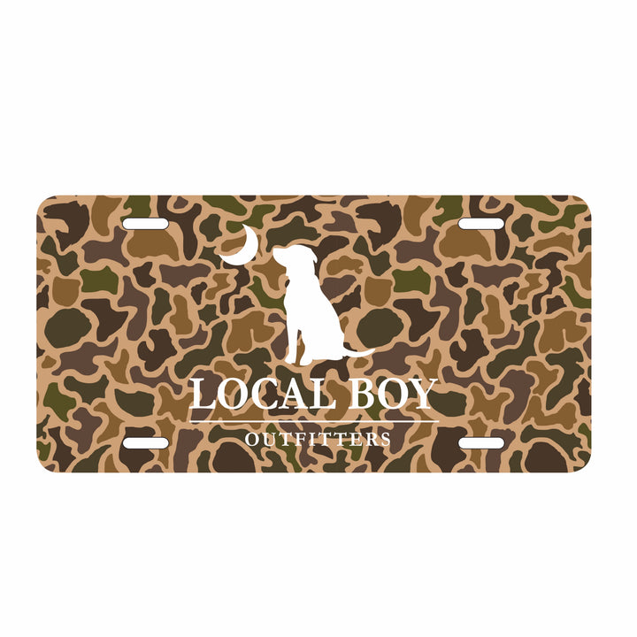 Dog & Moon License Plate - Old School Camo