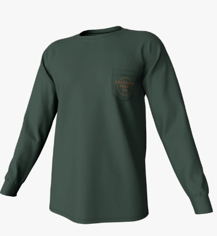 Vintage Circle Greyton Long Sleeve Pocket Tee - Duck Green