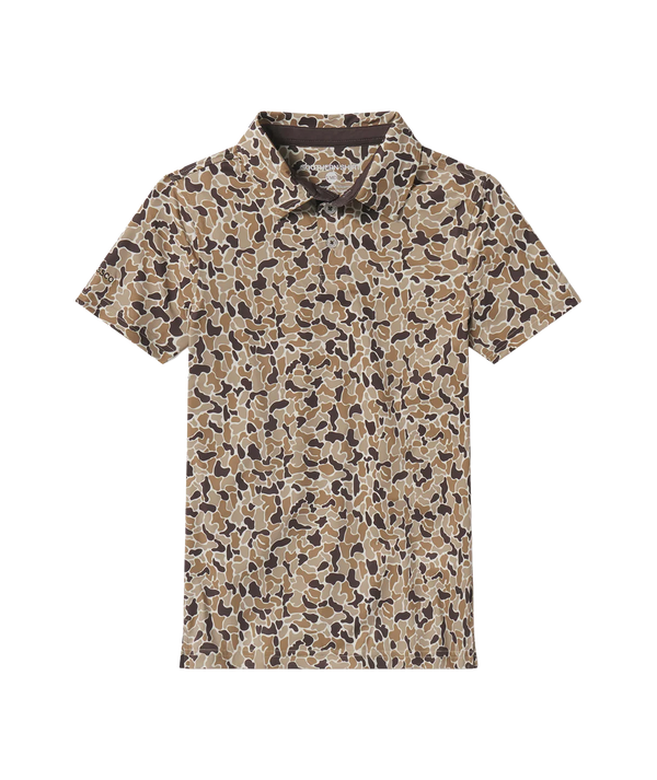 Youth Hunters Hideaway Printed Polo - Ember Brown